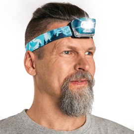 Foxelli LED Headlamp Flashlight for Adults & Kids, Running, Camping, Hiking Head Lamp with White & Red Light, Comfortable Headband, Lightweight & Waterproof, 3 AAA Batteries