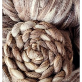BFL Bluefaced Leicester Wool for Felting, Spinning, Weaving, Staple Fibres Comb Pull Wool Also for Beginners, Natural Undyed, from 100 g (BFL - Mix White Oatmeal Brown)