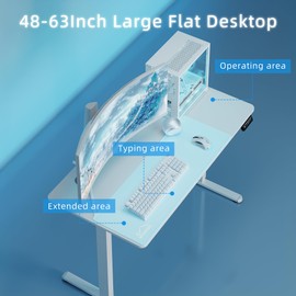 Shintenchi Standing Desk, Height Adjustable Electric Sit Stand up Desk, Ergonomic Rising Computer Table, 40x24 Inch Modern Lift Gaming Desk Workstation for Home Office, White