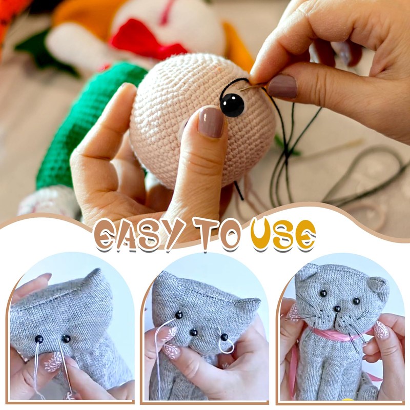 TOAOB 736pcs Sew in Eyes Doll Eyeballs 3mm to 12mm