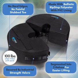 Gravipod DUO Round 2-Piece Design Detachable Umbrella Base Weight, Up to 100 lbs Stability - Weather-Resistant, Dual-Segment Round Design, Fits Most Poles - 510950