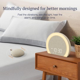 ANJANK Extra Loud Alarm Clock with Wireless Bed Shaker, Vibrating Dual Alarm with Light Wake Up for Heavy Sleepers & Hearing Impaired, 9-Color Night Light, 8 Sounds, 0-100% Dimmer, USB Charger