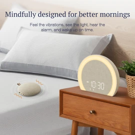 ANJANK Extra Loud Alarm Clock with Wireless Bed Shaker, Vibrating Dual Alarm with Light Wake Up for Heavy Sleepers & Hearing Impaired, 9-Color Night Light, 8 Sounds, 0-100% Dimmer, USB Charger