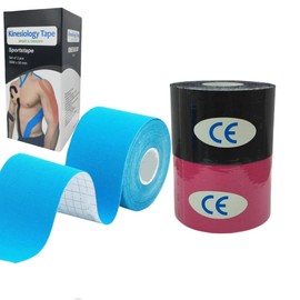 Kinaeciology Sports Band, 3 Pieces 5 cm x 5 m Roll Elastic Waterproof Muscle Support Band, Physiological Muscle Band for Arm, Knee, Support Splint Ankle