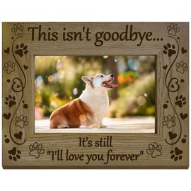 CREATCABIN Pet Memorial Photo Frame Paw Print Picture Frame Rectangle Engraved Wood Dog Paw Print I will love You Forever Photo Display Holder Tabletop Pet Sympathy Gifts for Dogs Memory 4 x 6 Inch