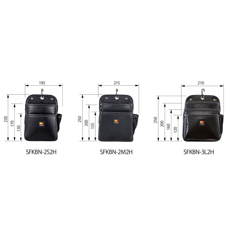 Tajima SFKBN-3L2H Removable System Detachable Waist Bag, Twin Hooks, 3