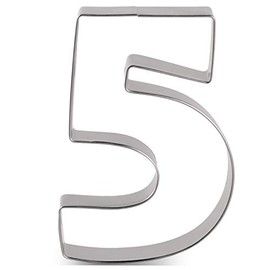 LILIAO Number 5 Cookie Fondant Biscuit Cutter for Birthday/Anniversary/Special Day - 2.6 x 3.6 inches - Stainless Steel