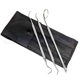 Professional Dental Scraper Tool - Dentist Pick, Medical Stainless Steel, Dental Tarter Scraper for Tooth Stains Remover with Mouth Mirror, Dentist Home Use Tools 3 pcs