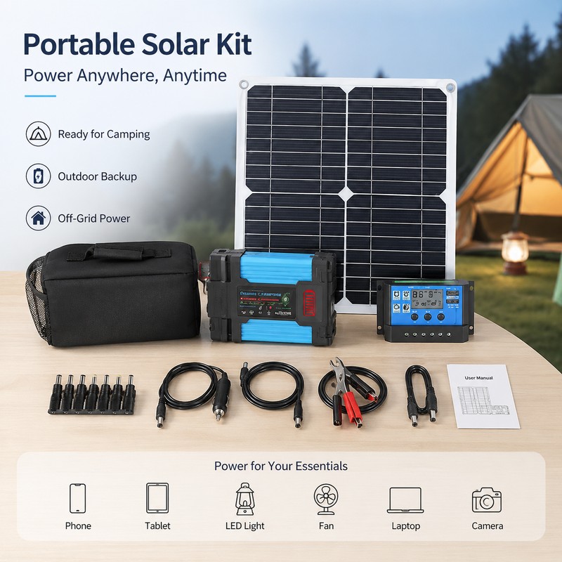 Foldable Solar Charging Kit for Outdoor Use – Dual USB