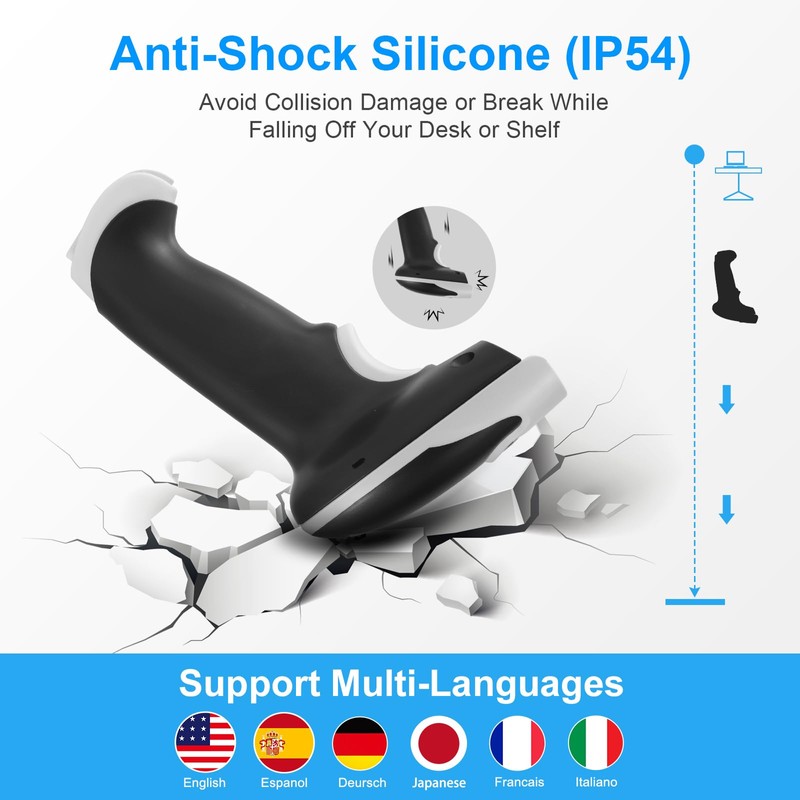 JRHC Bluetooth Barcode Scanner, Wireless Bar Code Scanners with Stand