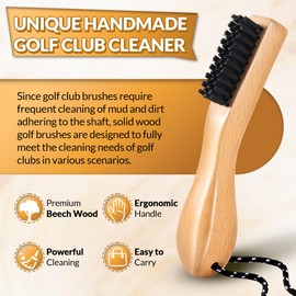 Belongtous Golf Clubs Scrub Cleaning Brush: Golf Accessories for Men Women Golfers - Nylon Bristle Beech Wood Brush Groove Cleaner with Nylon Rope & Hooks