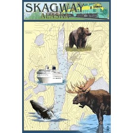Skagway, Alaska, Nautical Chart (Absorbent Ceramic Coaster, Single, Cork Back, Kitchen Table Decor)