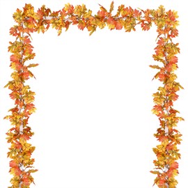 Lvydec 2 Pack Fall Maple Leaf Garland - 5.9ft/Piece Artificial Fall Foliage Garland Thanksgiving Decor for Home Wedding Party Christmas (Yellow)