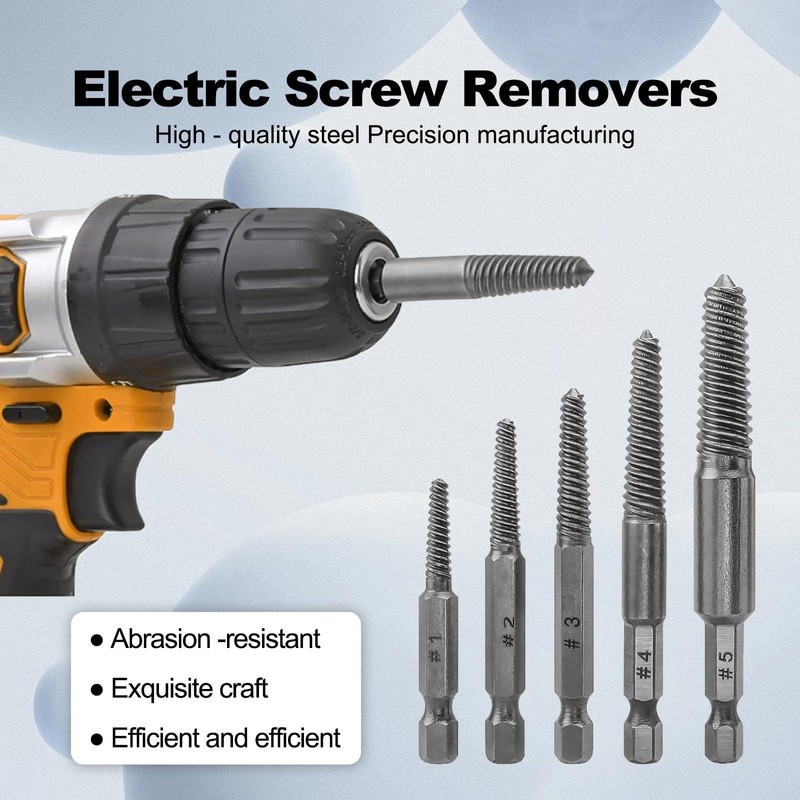 Screw Extractor Drill Bit Set, 10 Pcs 1/4" Hex Shank