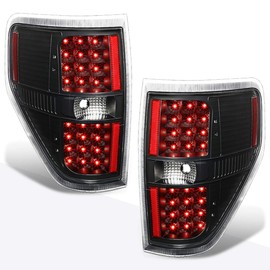 Pair of Full LED Tail Light Rear Brake Lamps Assembly Compatible with 09-14 Ford F150,Black Housing Clear Lens