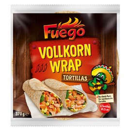 Fuego - Whole Grain Tortilla Wraps, 6 Wraps of 25 cm Diameter, Perfect Base for Mexican Dishes, 1 x 370 g