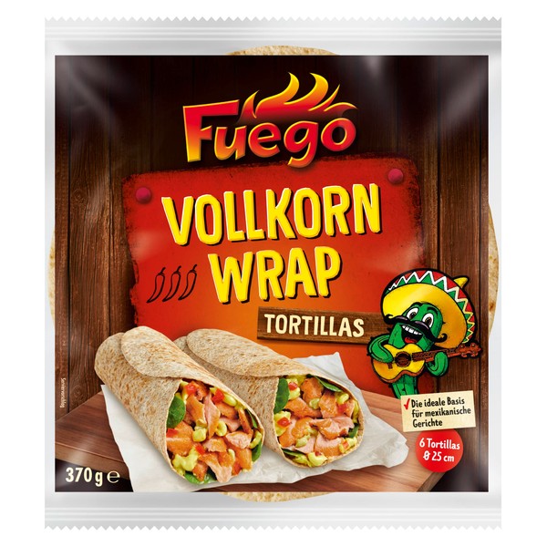 Fuego - Whole Grain Tortilla Wraps, 6 Wraps of 25