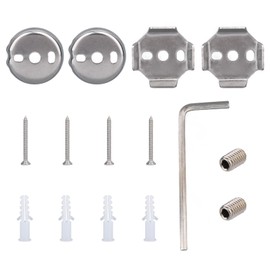 15pcs Towel Bar Replacement Parts Set kit, Stainless Steel Shower Bathroom Towel Bar Mounting Hardware with Round and Square Base Screws Wrench for Bathroom
