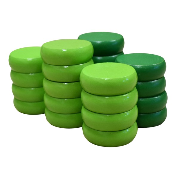 26 Green and Lime Green Crokinole Discs - Full Set