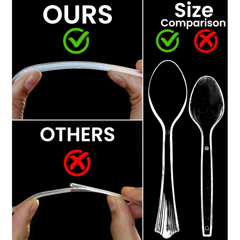 Lonezo [50 Count] Clear Plastic Spoons Clear Spoons Plastic Disposable
