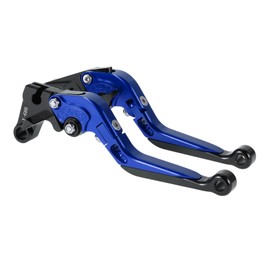 A ABSOPRO Short Long Brake Clutch Levers for Yamaha YZF R1 1999-2001 Adjustable Motorcycle Handlebar Brake Lever Aluminum Alloy Blue Handle Black End