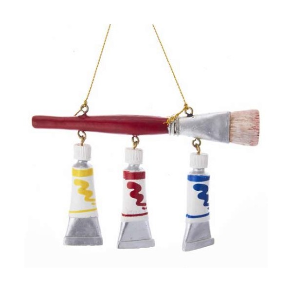 Kurt Adler 4.5" Paint Brush with Paint Tubes Christmas Ornament