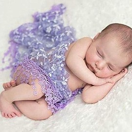 MATISSA Newborn Baby Girl/Boy Lace Tassels Wrap Swaddle Layer Baby Photography Prop (Purple)