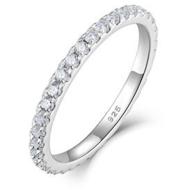 YL Stackable Ring 925 Sterling Silver Wedding Eternity Bands Cubic Zirconia Stacking Rings for Women-size6