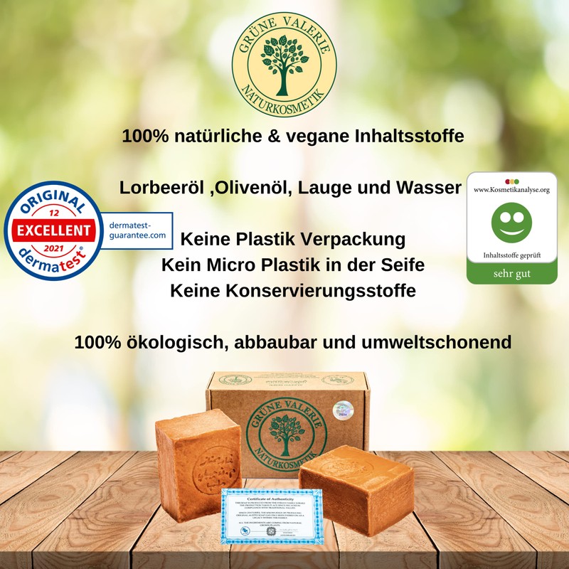 Grüne Valerie® Original Aleppo Seife Set 2 x 200g (400g)