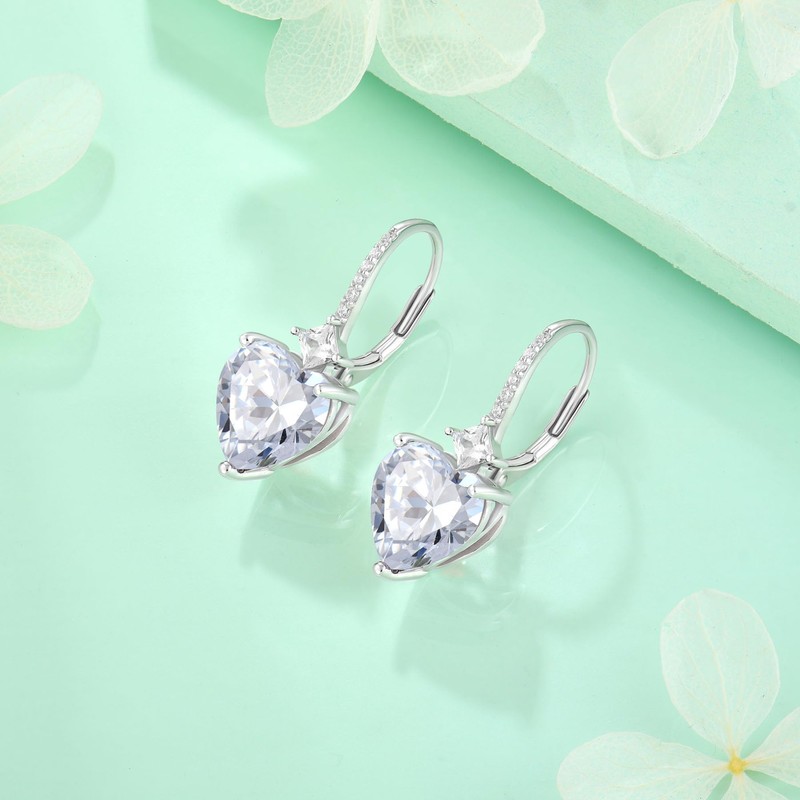 Starchenie Birthstone Earrings for Women 925 Sterling Silver Lover Heart