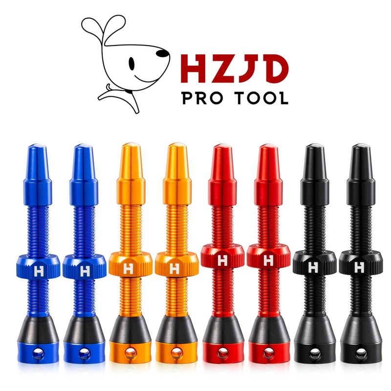HZJD 2 x Presta Tubeless Valves, Blue, Tubeless Stem, Integrated