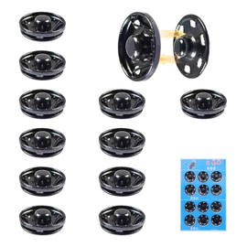 12 Pcs Large Press Studs Snap Fasteners, 19mm Poppers Fasteners Set, Black Metall Snap Buttons for Clothing, Versatile Button, for Purse Handbag Shirt Clothes Shoes Coat and Hats Sewing Repair