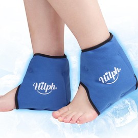 Hilph Ankle Ice Pack Wrap, Reusable Gel Ice Wrap for Ankle Injuries, Foot Cold Compression Pack for Sprained & Fractured Ankles, Surgery Recovery, Feet Swelling, Plantar Fasciitis, Blue, 2 Packs