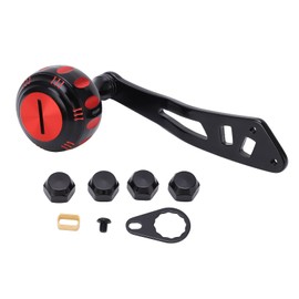 Fishing Reel Handle Metal Power Handle Knob Grip Replacement with Assembly Parts for Baitcasting Drum ReelBlack Red