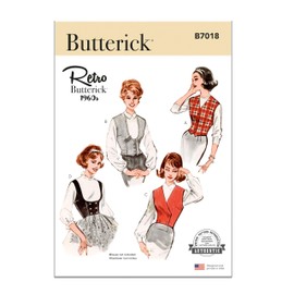 Butterick B7018R5 Misses' Vintage 1950's Vest or Waistcoat Sewing Pattern Packet, Design Code B7018, Sizes 14-16-18-20-22