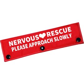 Funny Dog Leash Sleeve Nervous Rescue Please Approach Slowly Dog Leash Wrap Wrap Alert Hanging Id Patch Tag(Approach Slowly-Sleeve)