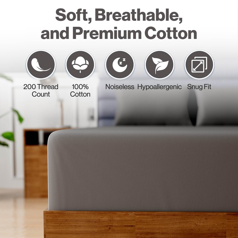 Superity Linen Fitted Sheet - 100% Cotton King Size Mattress