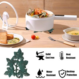 DreamsEden Cast Iron Trivet, Decorative Leaf Metal Trivets Rustproof Holder Rack for Hot Dishes and Pans