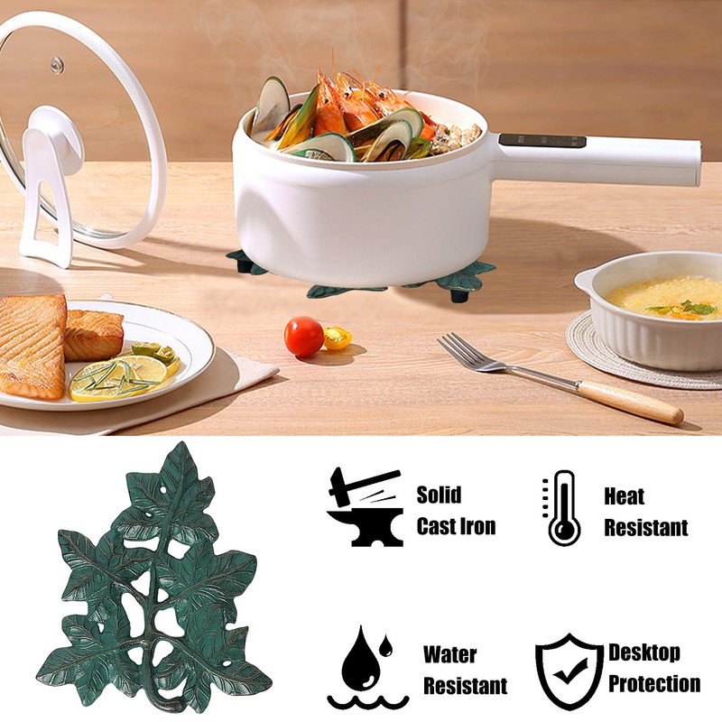 DreamsEden Cast Iron Trivet, Decorative Leaf Metal Trivets Rustproof Holder