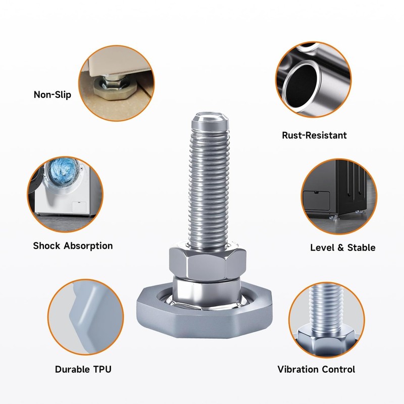 LEYURISE 2 Pack Washing Machine Leveling Legs Galvanized Rust Resistant