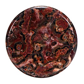 Morella Women's Small Coin 23 mm Gemstone Chakra Disc Necklaces Pendant and Strengthening, Stone, Leopard Jasper