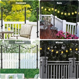 4 Pack String Light Poles,5Ft Metal Poles for Outdoor String Lights,Outdoor Light Poles with Post,Poles/Stand for Outside,Patio,Deck,Backyard,Garden Wedding,Party