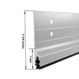 GALOFAY Door Metal Draft Stopper 28 inches Aluminum Mouse Blocker with Rubber Sweep Seal for Stop Under Doors Drafty Cover 2-3/8 inch Gap, 3-3/8"x28" Silver