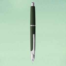 Majohn A2 Press Fountain Pen Extra Fine Nib with Box, Retractable Green Resin Ink Pen with Converter Writing Pen Set (Silver Clip Version）