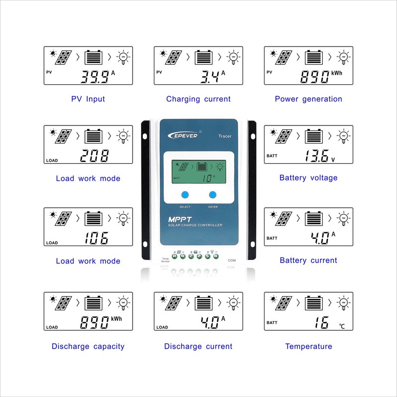 EPEVER MPPT Solar Charge Controller 10A Solar Panel Charge Regulator