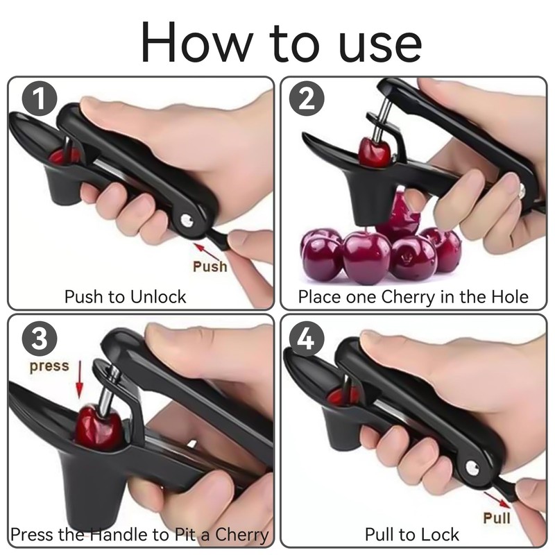 Cherry Pitter, Stainless Steel Cherry Stone Remover, Fruit Corer, Premium