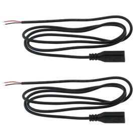 LUORNG 2PCS Black Type C Female Plug 2 Pole Power Pigtail Cable 1m/3.3ft 24AWG 5V 3A for Car Recorder Power Cord Small Fan Bedside Lamp Charging