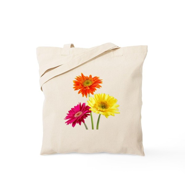 CafePress Daisy Gerbera Flowers Tote Bag Reusable Natural Beige Canvas