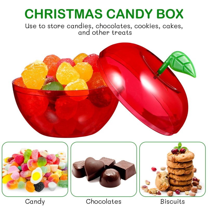Cabilock 12pcs Christmas Candy Boxes Christmas Apple Container Filled Plastic