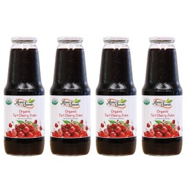 Anna and Sarah 33.8 Oz Organic Tart Cherry Juice - USDA Organic Certified - Glass Bottle (4 Pack) No Sugar Added, No Artificial Colors, No Preservatives, No Flavors Added,NOT from Concentrate